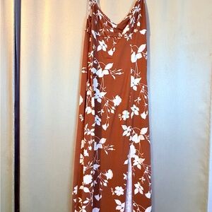 Floral Brown and White Maxi Dress